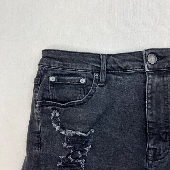 Aeropostale Cut Off Distressed High Rise Denim Shorts Black Womens Size 12 - Picture 3 of 10